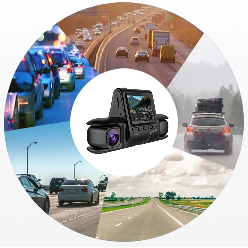 Araba DVR Kamera 3 Kamera Lens 1080 P HD Dash Kamera Video Kaydedici Siyah 24 H Park Izleme Dashcam