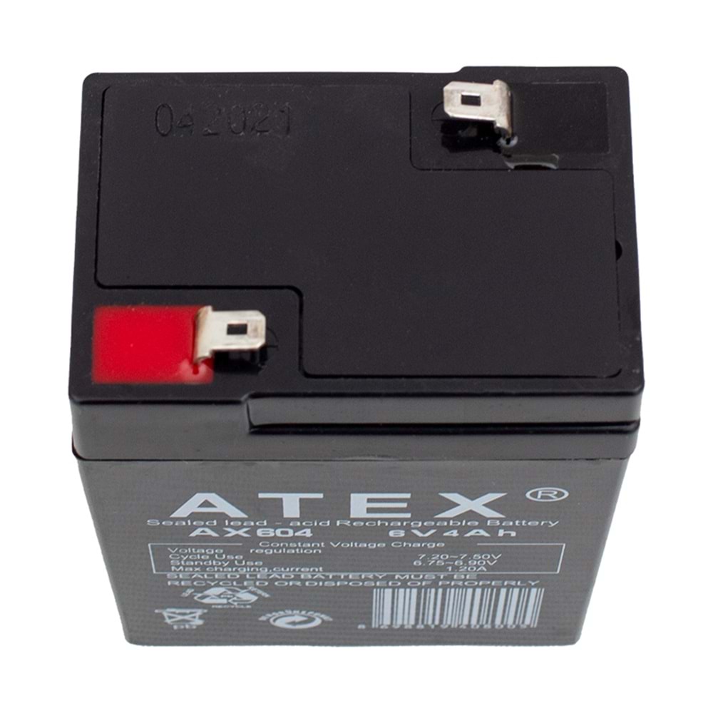 ATEX AKÜ 6 VOLT 4 AMPER AX-604 IŞILDAK AKÜSÜ (70 X 48 X 101 MM)