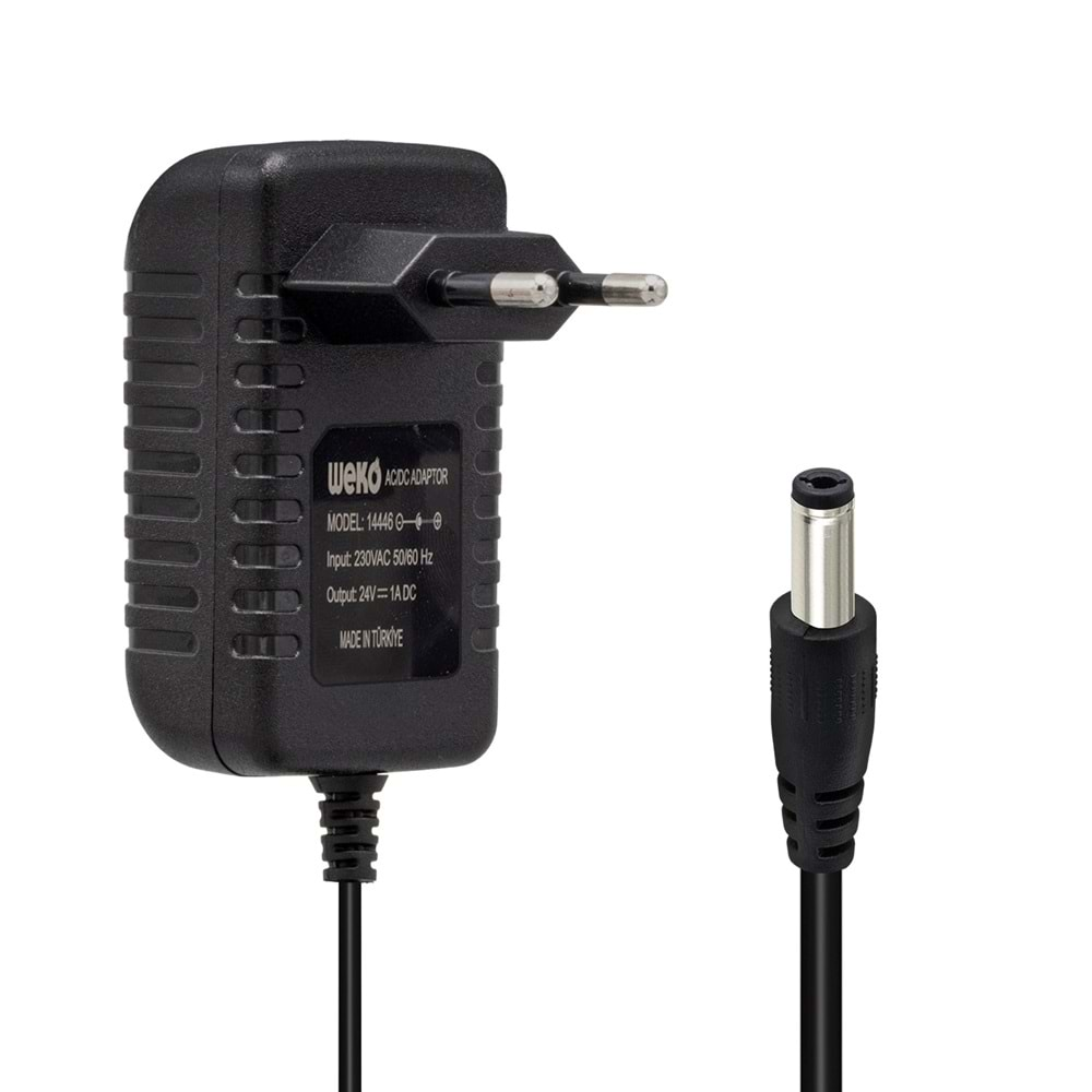 WEKO 24 VOLT - 1 AMPER 5.5*2.5 UÇLU PLASTİK KASA PRİZ TİP ADAPTÖR KUTUSUZ YERLİ ÜRETİM