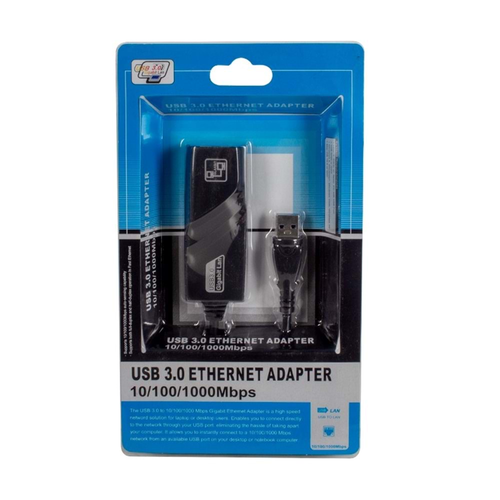 POWERMASTER PM-16299 USB 3.0 TO ETHERNET 10/100/1000MBPS GİGABİT ETHERNET ÇEVİRİCİ ADAPTÖR