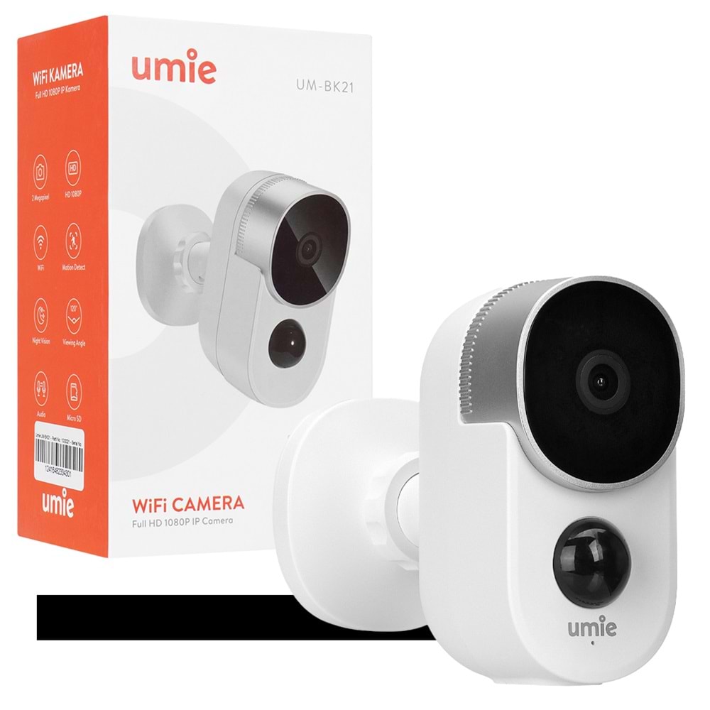 UMIE UM-BK21 BEYAZ 2MP TF KART 2 YÖNLÜ SES 6700 MAH BATARYA KABLOSUZ TUYA DESTEKLİ AKILLI IP KAMERA