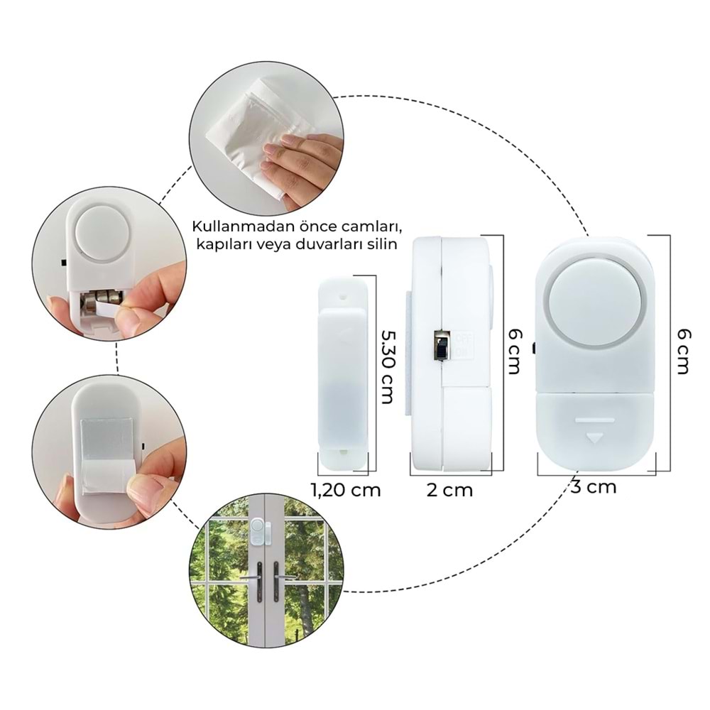 POWERMASTER PM-17795 MİNİ MANYETİK PENCERE VE KAPI GÜVENLİK ALARMI