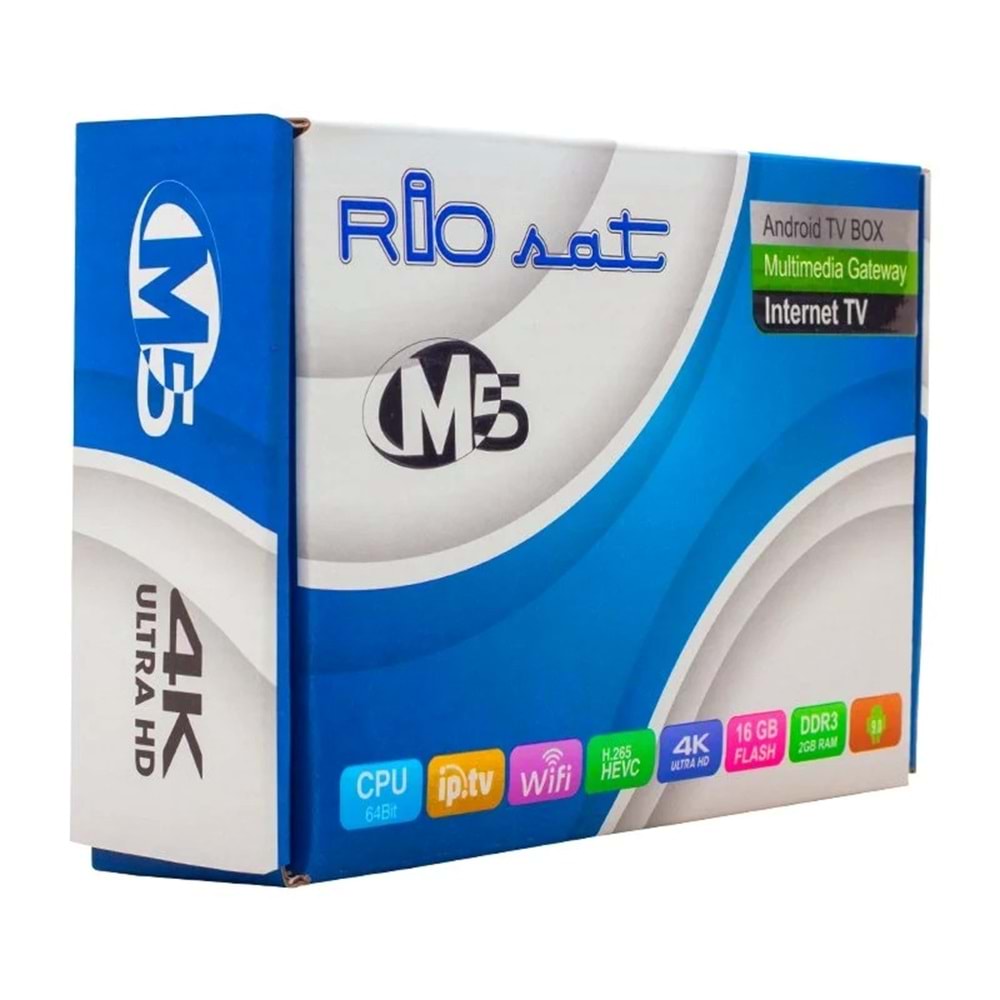 RİOSAT M5 2GB RAM 16GB FLASH 64 BIT QUAD-CORE S905X 4K ANDROID 9 TV BOX