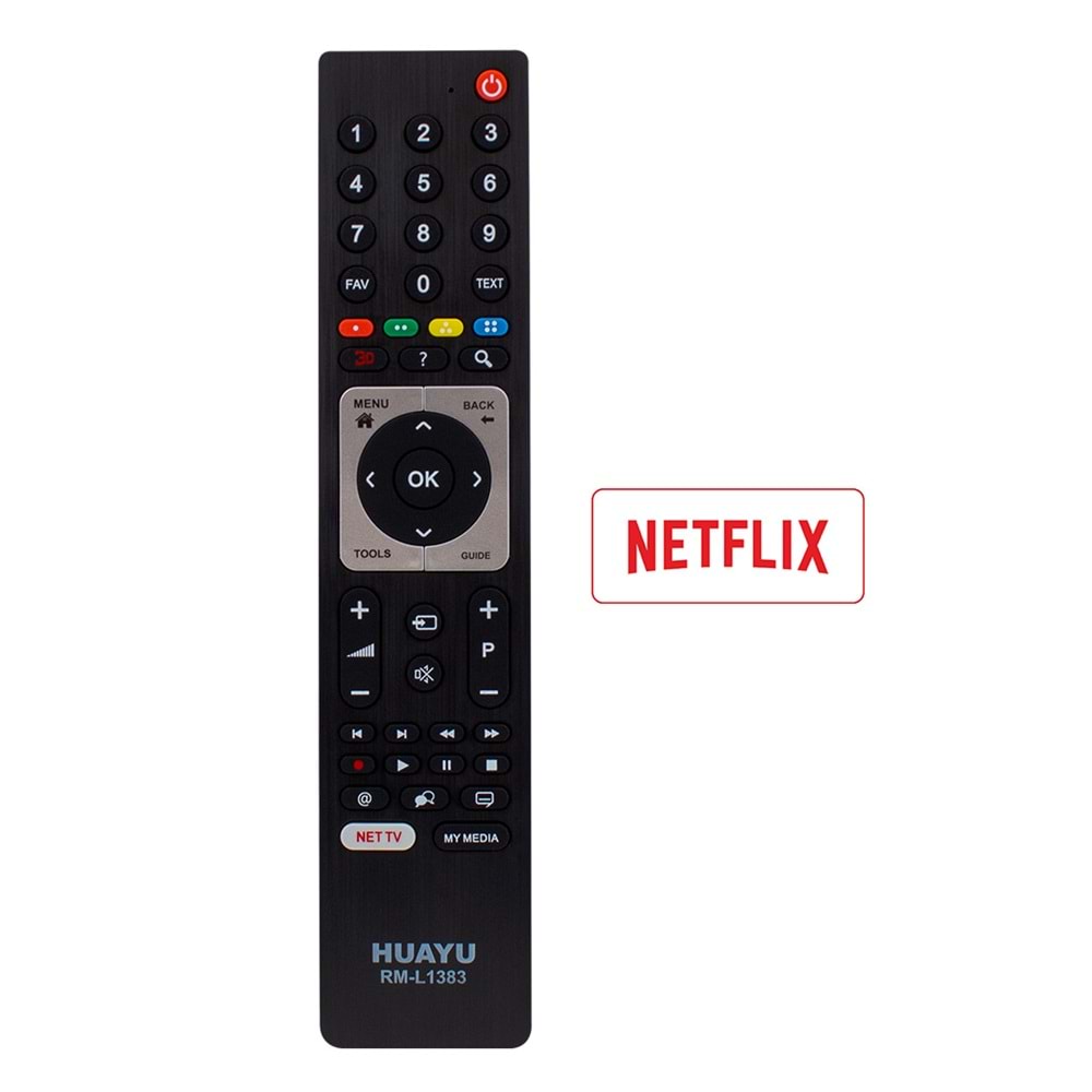 HUAYU KL RM-L1383 ARÇELİK-BEKO-GRUNDIG UNIVERSAL 3D*NETFLIX*MY MEDIA TUŞLU LCD LED TV KUMANDA