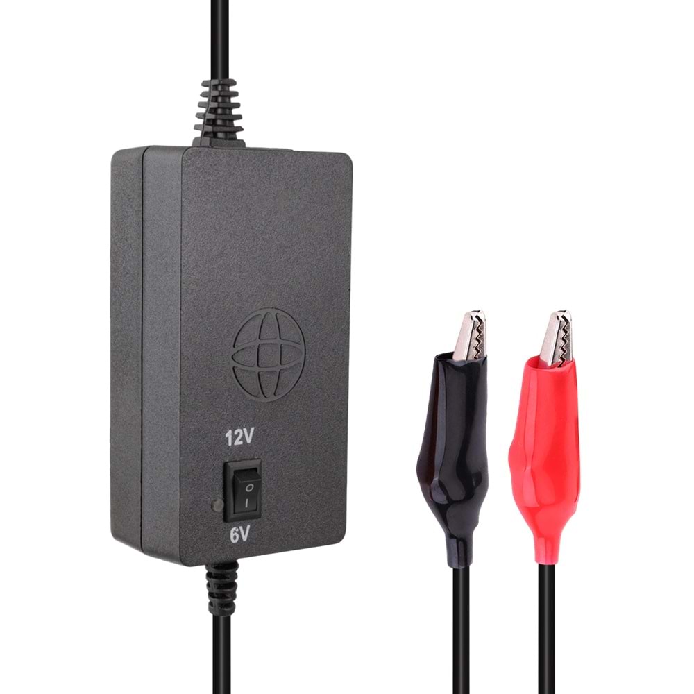 POWERMASTER PM-18705 6 VOLT - 12 VOLT - 1 AMPER KADEMELİ KROKODİL UÇLU AKÜ ŞARJ ADAPTÖRÜ