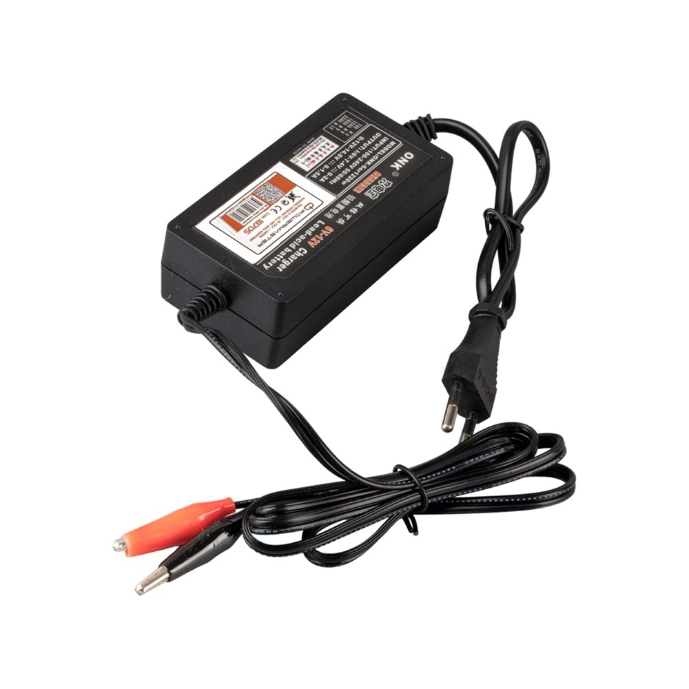 POWERMASTER PM-18705 6 VOLT - 12 VOLT - 1 AMPER KADEMELİ KROKODİL UÇLU AKÜ ŞARJ ADAPTÖRÜ