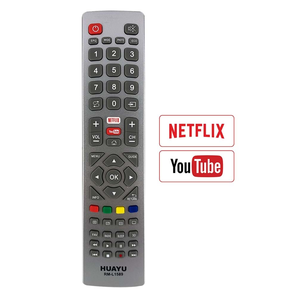 HUAYU KL RM-L1589 SHARP AQUOS NETFLIX-YOUTUBE TUŞLU LCD-LED UNIVERSAL KUMANDA