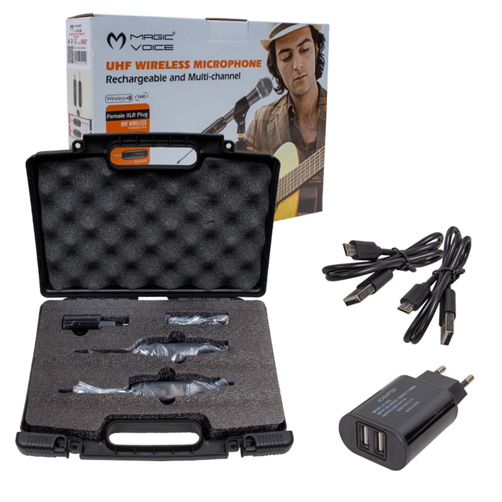 MAGICVOICE MV-19587 UHF GİTAR TİP KABLOLU MİKROFONU KABLOSUZ ÇEVİRİCİ (MİKROFON XLR'Lİ)