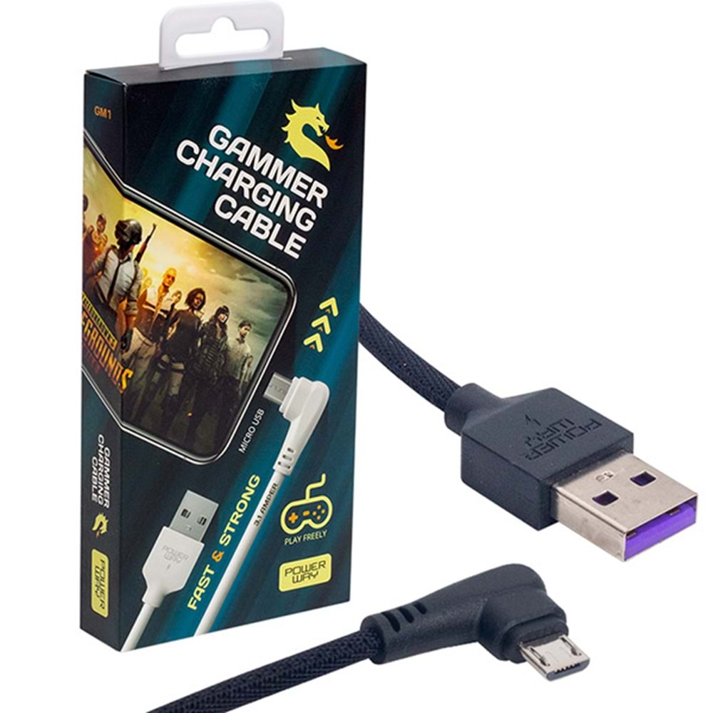 POWERWAY GM1 USB 3.1 AMPER ÖRGÜLÜ SAMSUNG GAMİNG OYUNCU KABLOSU BEYAZ