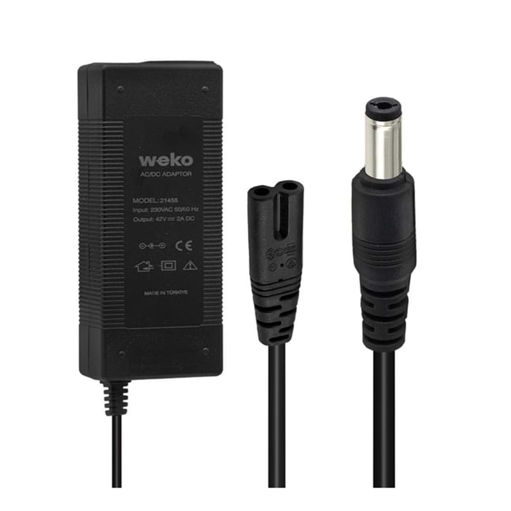 WEKO WK-21455 42 VOLT - 2 AMPER LI-ION LİTYUM PİLLER İÇİN 5.5*2.5 UÇLU YERLİ ÜRETİM ELEKTRİKLİ BİSİKLET ŞARJ CİHAZI