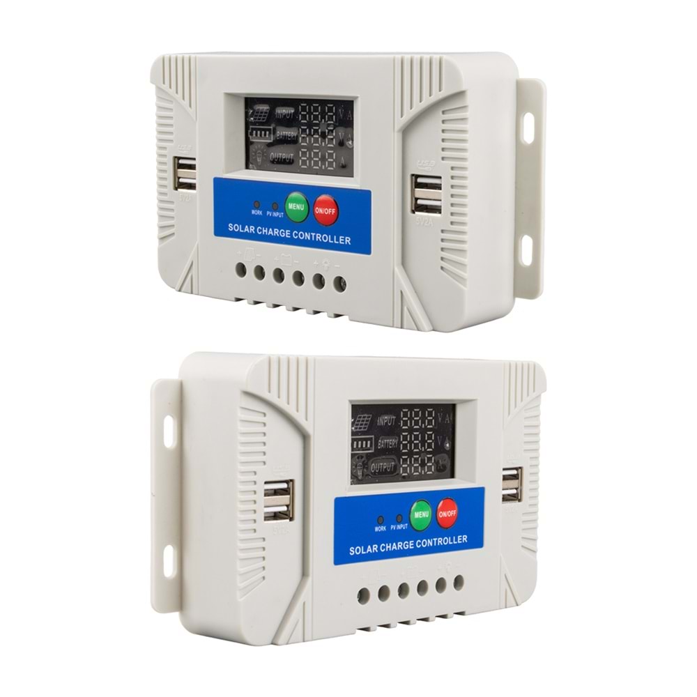POWERMASTER PM-40A 12 VOLT - 24 VOLT - 40 AMPER 4 USB'Lİ DİJİTAL OTOMATİK SOLAR ŞARJ KONTROL REGÜLATÖRÜ