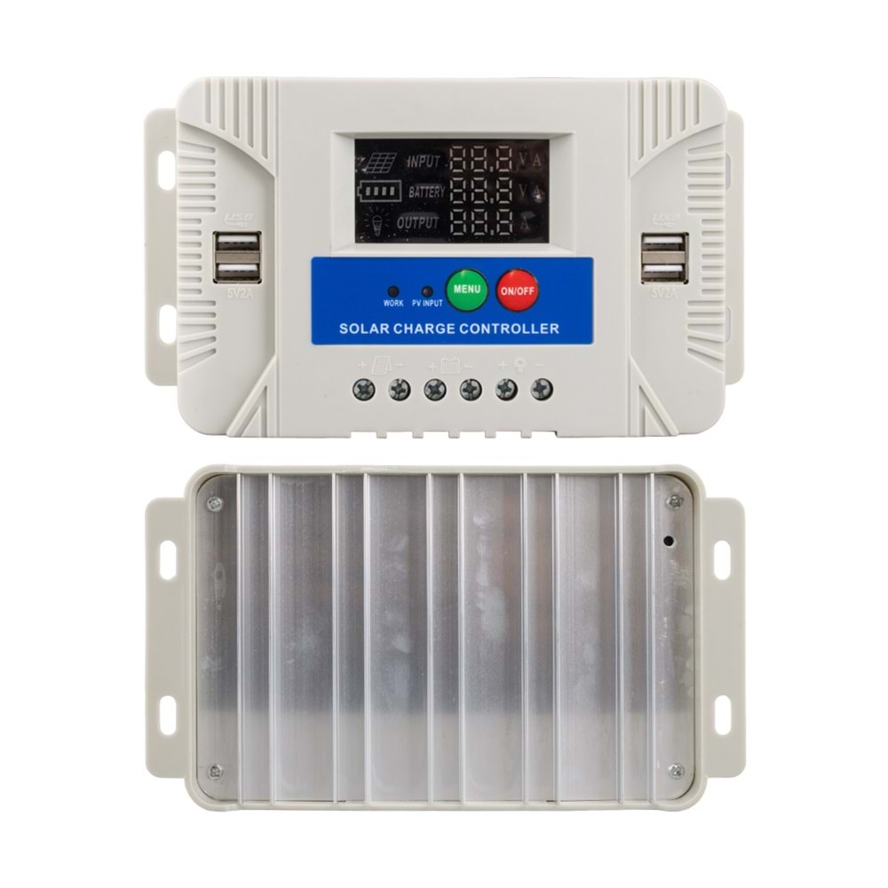 POWERMASTER PM-40A 12 VOLT - 24 VOLT - 40 AMPER 4 USB'Lİ DİJİTAL OTOMATİK SOLAR ŞARJ KONTROL REGÜLATÖRÜ