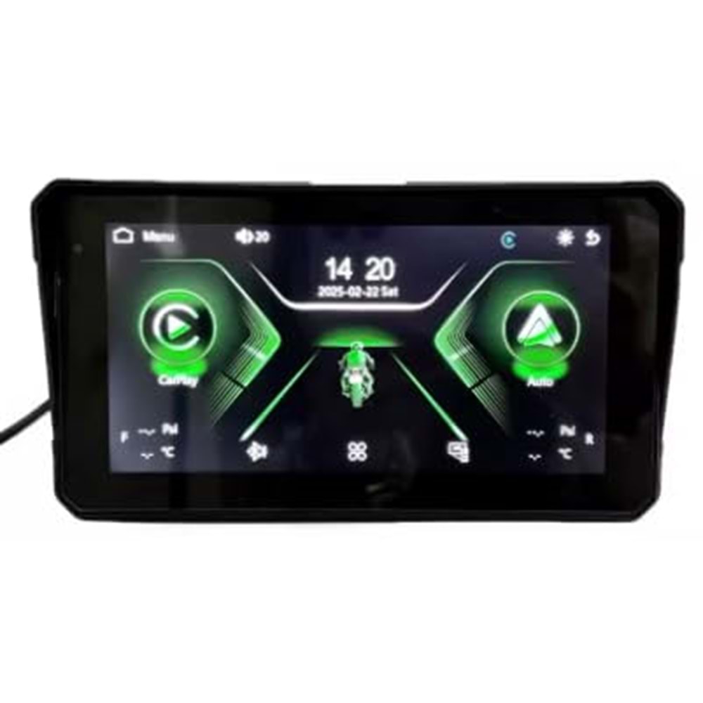 Motosiklet için Kablosuz CarPlay ve Android – 6.5” Bluetooth'lu Dokunmatik Ekranlı Akıllı Navigasyon Sistemi, Su Geçirmez Montajlı Güneşlik – Tüm Bisikletler için Evrensel Uyum