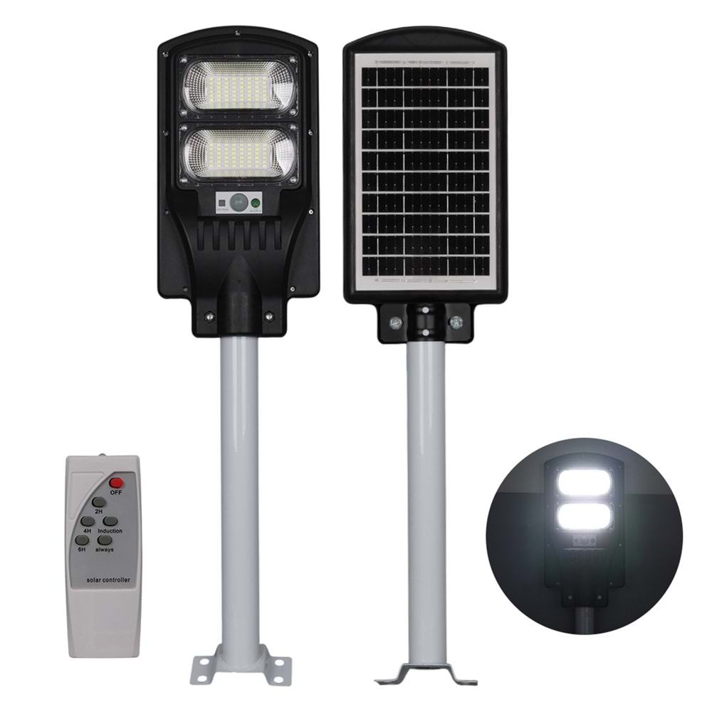POWERMASTER PM-23012 SOLAR LEDLİ KUMANDALI 200 WATT SOKAK LAMBASI (2 PARÇA HALİNDE AYAK+ÜRÜN)
