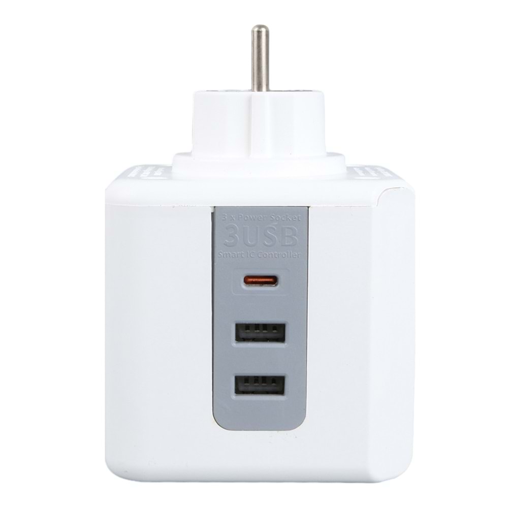 VEA VE-23089 3'LÜ 2X USB 1X TYPE-C ÇOCUK VE TERMAL KORUMALI GRUP PRİZ