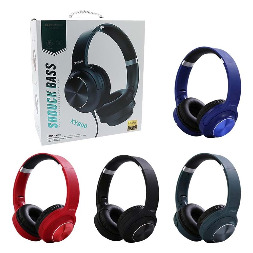 MAGICVOICE XY800 3.5MM AUX GİRİŞLİ KABLOLU STEREO KULAKÜSTÜ MİKROFONLU TASARIM KULAKLIK MAVİ