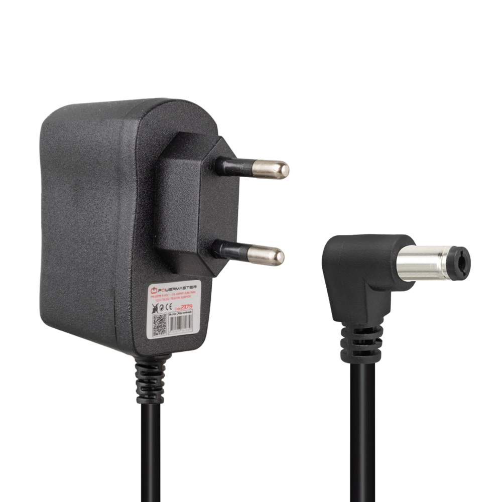 POWERMASTER PM-23719 9 VOLT - 0.5 AMPER 5.5*2.5MM L UÇLU PANASONIC TELSİZ TELEFON ADAPTÖR
