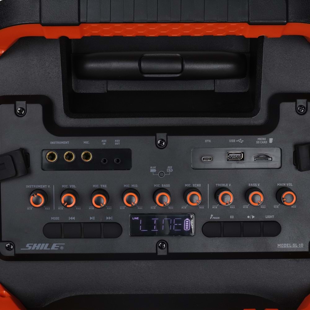 SHILE SL-10 1 EL + 1 YAKA MİKROFONLU KUMANDALI USB+SD+BT KUMANDALI 120 WATT TAŞINABİLİR SEYYAR ANFİ HOPARLÖR