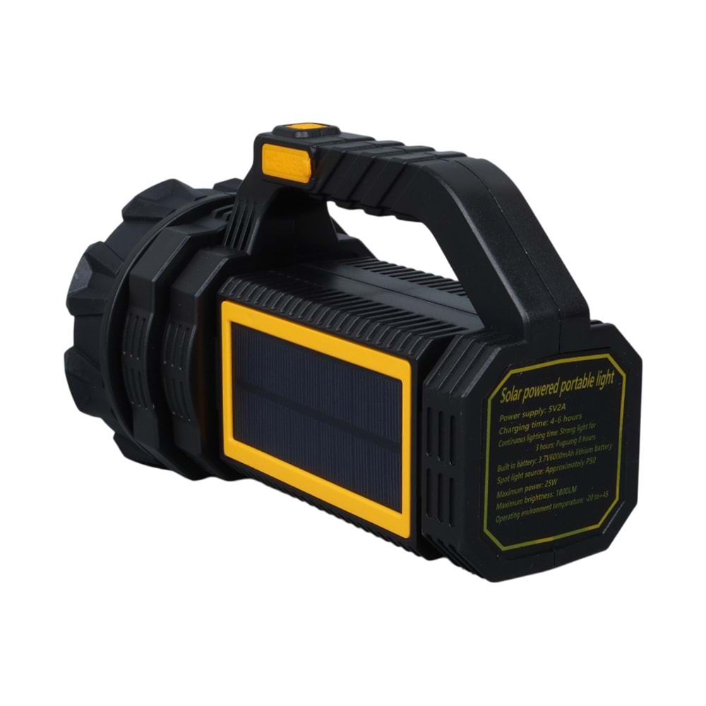 POWERMASTER W5190 SOLAR ŞARJLI EL FENERİ UZUN MESAFE IŞILDAK