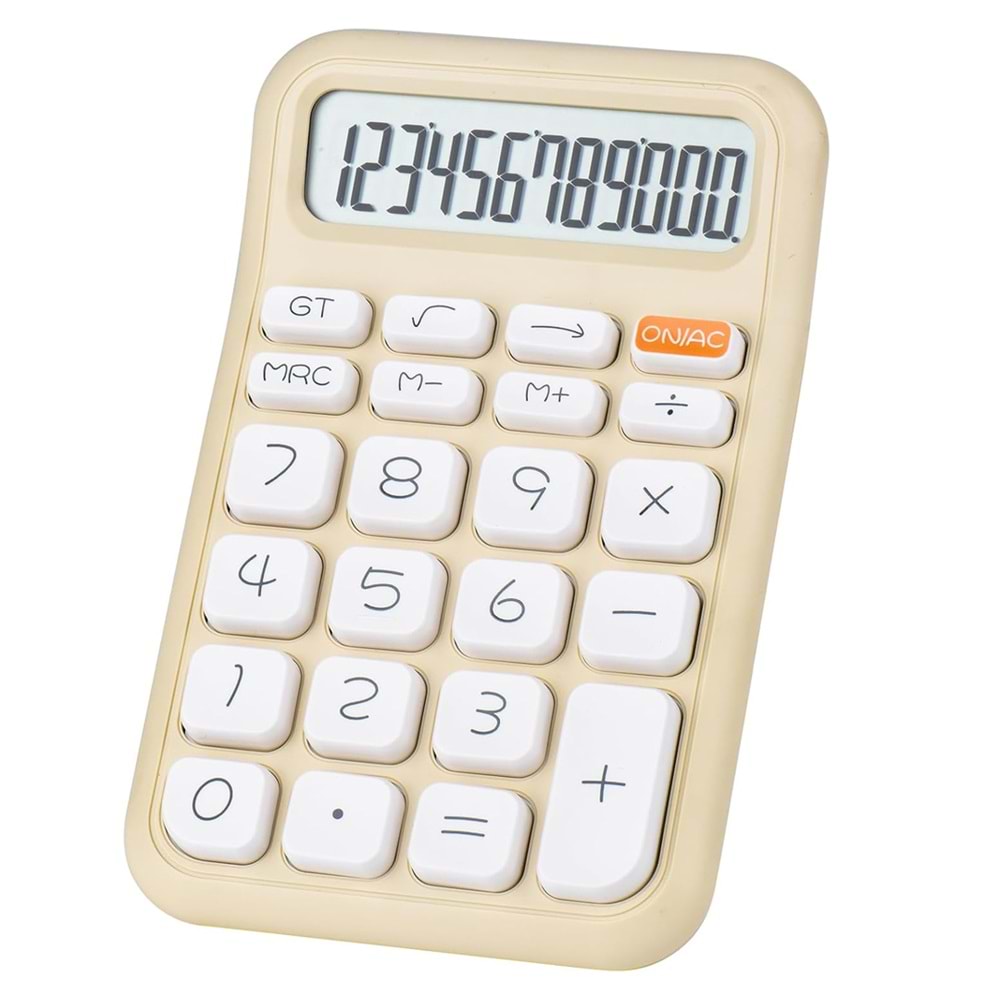 POWERMASTER PM-25409 KREM RENK 12 HANELİ LCD EKRANLI MASAÜSTÜ HESAP MAKİNESİ - PASTEL SERİSİ