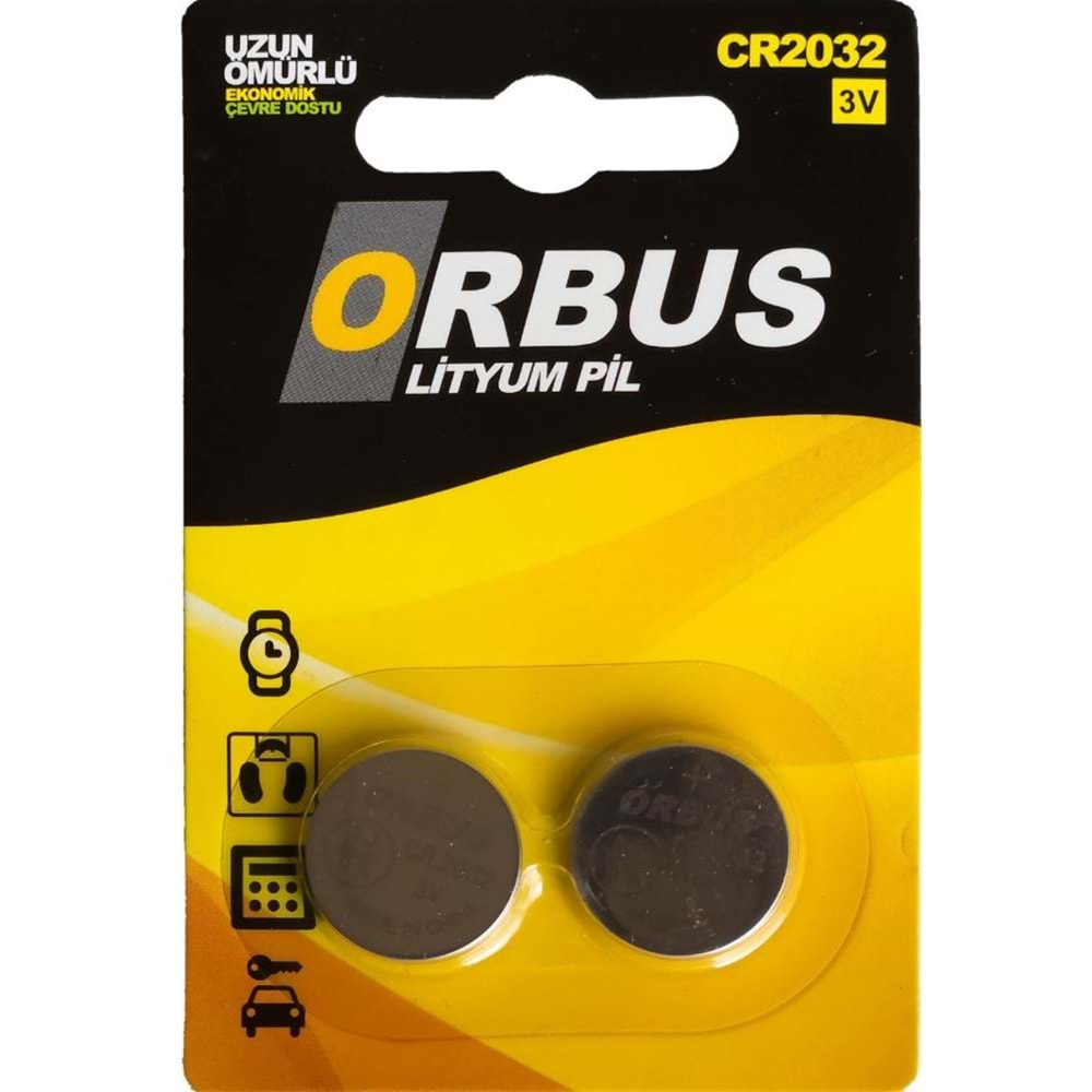 ORBUS CR2032 3 VOLT LİTYUM PARA PİL (2'Lİ PAKET FİYATI)