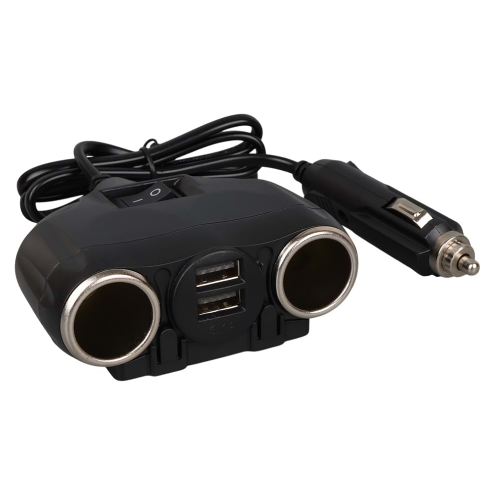 OLESSON 1630 12-24V ÇİFT USB GİRİŞLİ 120W 80CM KABLOLU 2'Lİ ARAÇ ÇAKMAK ÇOKLAYICI