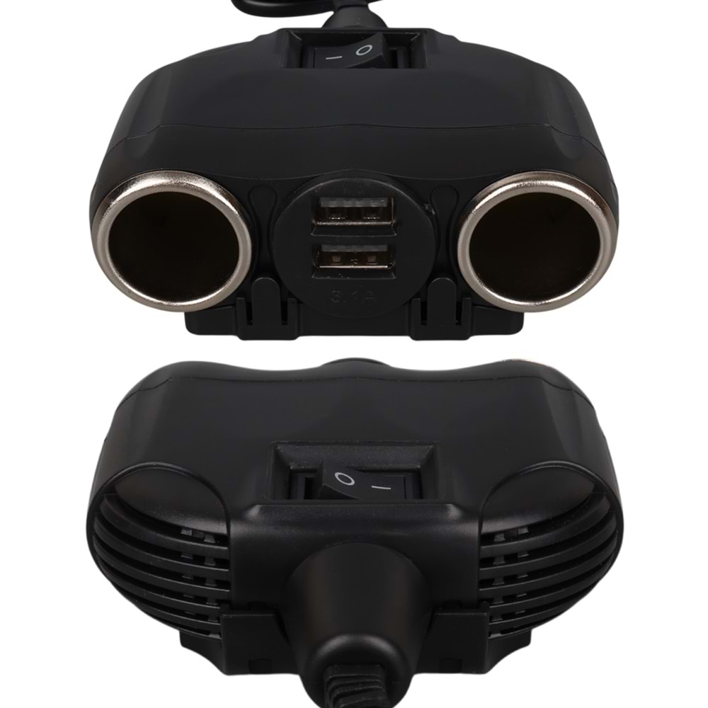 OLESSON 1630 12-24V ÇİFT USB GİRİŞLİ 120W 80CM KABLOLU 2'Lİ ARAÇ ÇAKMAK ÇOKLAYICI