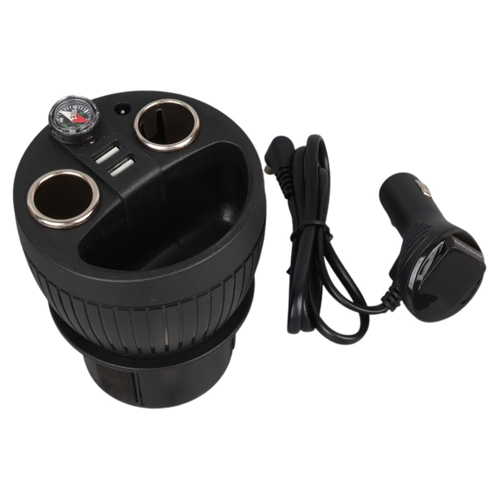 OLESSON 1640 12-24V ÇİFT USB GİRİŞLİ 120W 80CM KABLOLU DİJİTAL VOLTAJ EKRANLI 2'Lİ ARAÇ ÇAKMAK ÇOKLAYICI