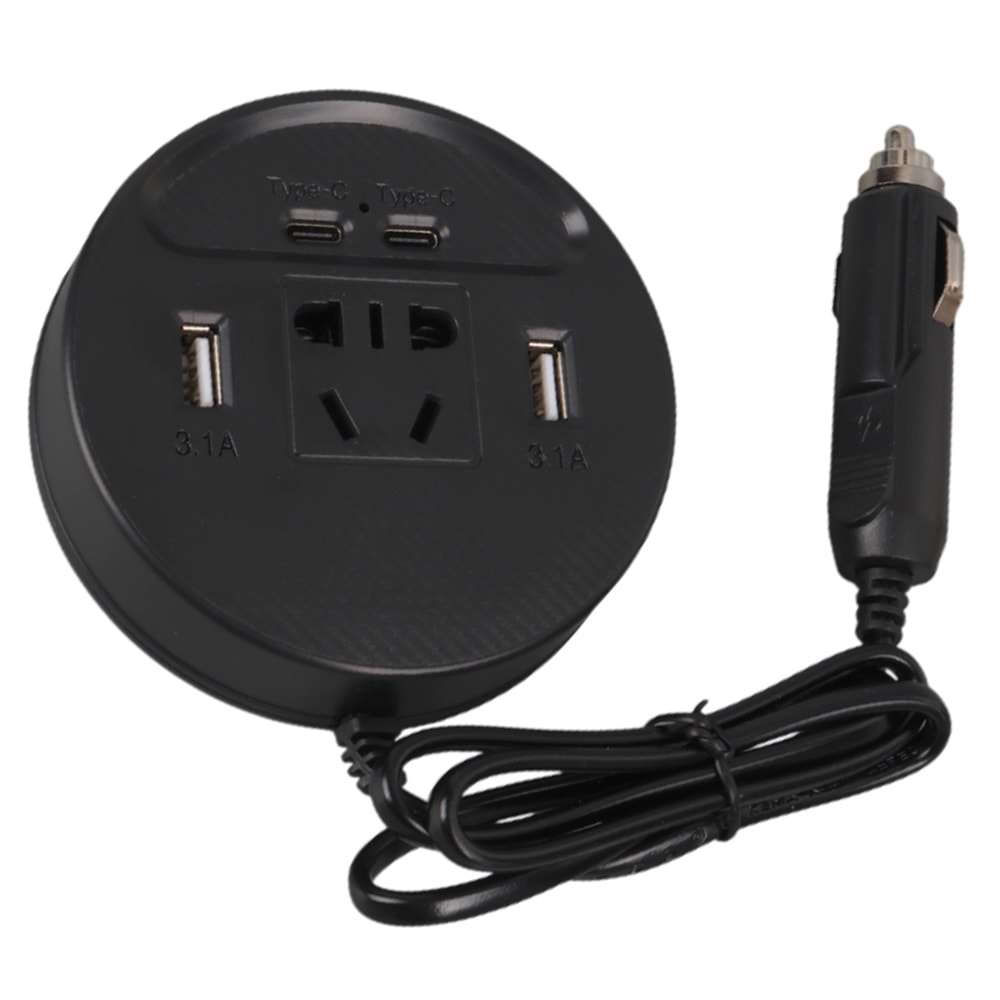 OLESSON 1667 DC 12-24V 150W OTO ARAÇ POWER İNVERTER ÇİFT TYPE-C - ÇİFT USB'Lİ - 220V ÜNİVERSAL PRİZ GİRİŞLİ