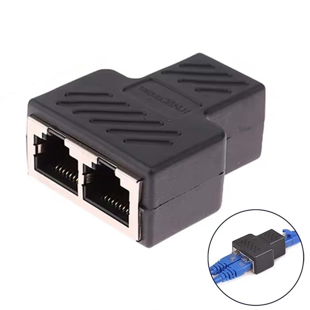 POWERMASTER PM-26130 RJ45 TO 2X RJ45 DİŞİ METAL ARA APARAT 1.KALİTE KAPLİN COUPLER SPLİTTER