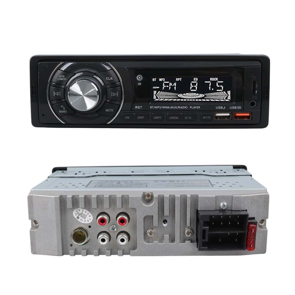 CARSTAR CS-950 7 RENKLİ ÇİFT USB/SD/FM/AUX/BLUETOOTH KUMANDALI OTO TEYP 4X60 WATT