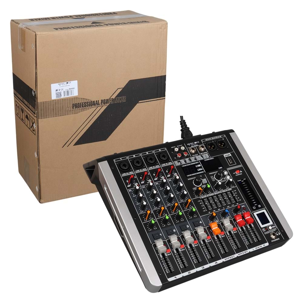MAGICVOICE MV-26493 2X350 4 KANAL USB-SD-BLUETOOTH 5 BANT EQ-99 DSP EFK POWER MIXER