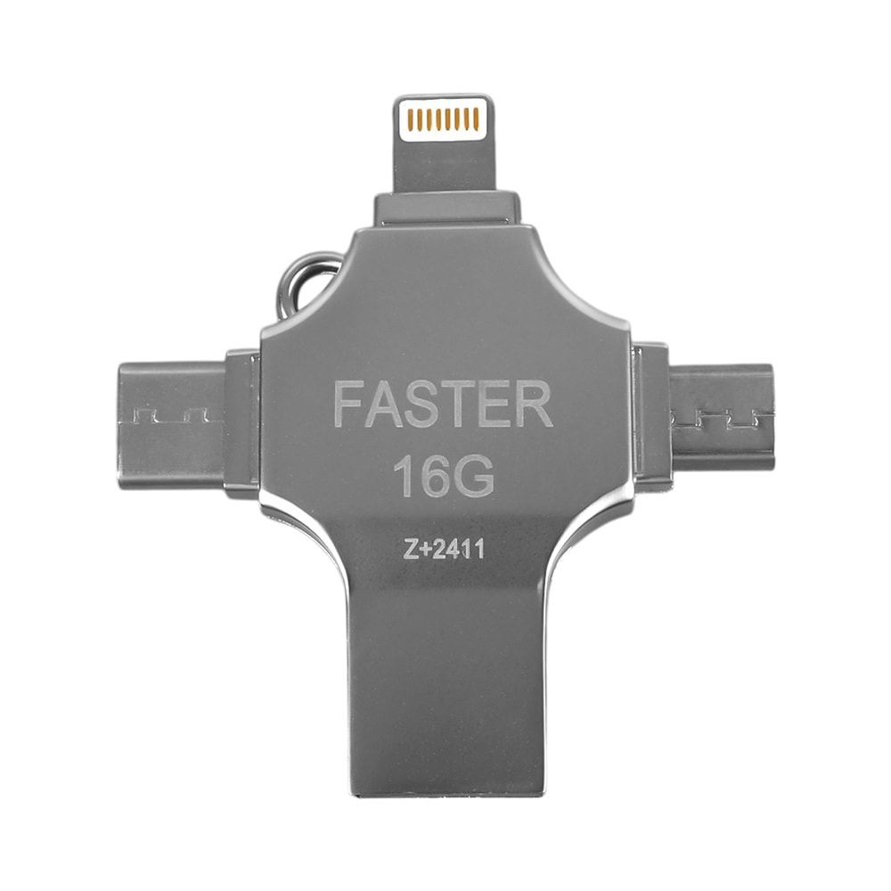 FASTER FS-26598 4 IN 1 16GB FLASH BELLEK (USB - TYPE-C - MICRO USB - LIGHTNING)