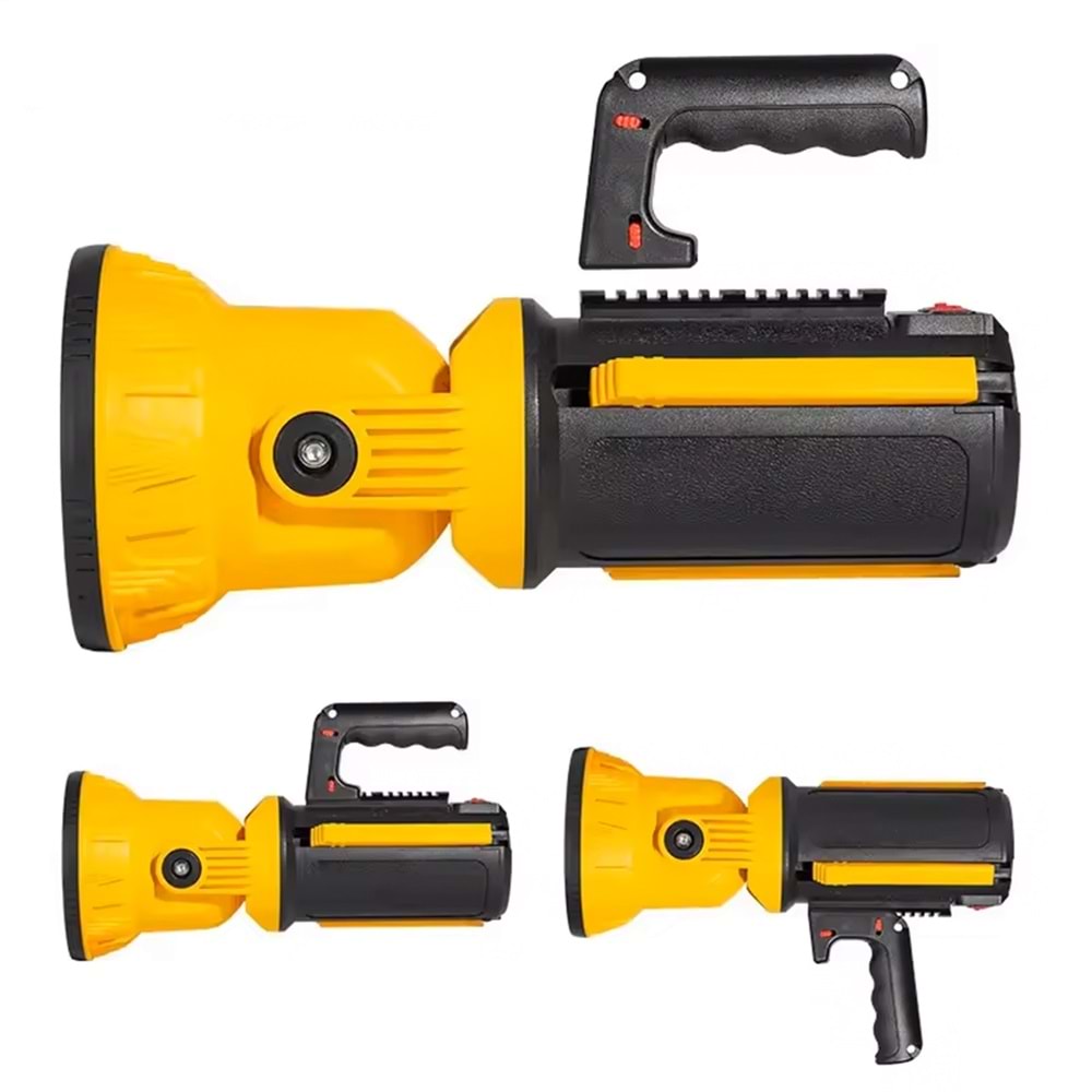 POWERMASTER MX-W5164-3 KIRMIZI MAVİ ÇAKARLI COB LEDLİ ŞARJLI KAMP EL FENERİ IŞILDAK