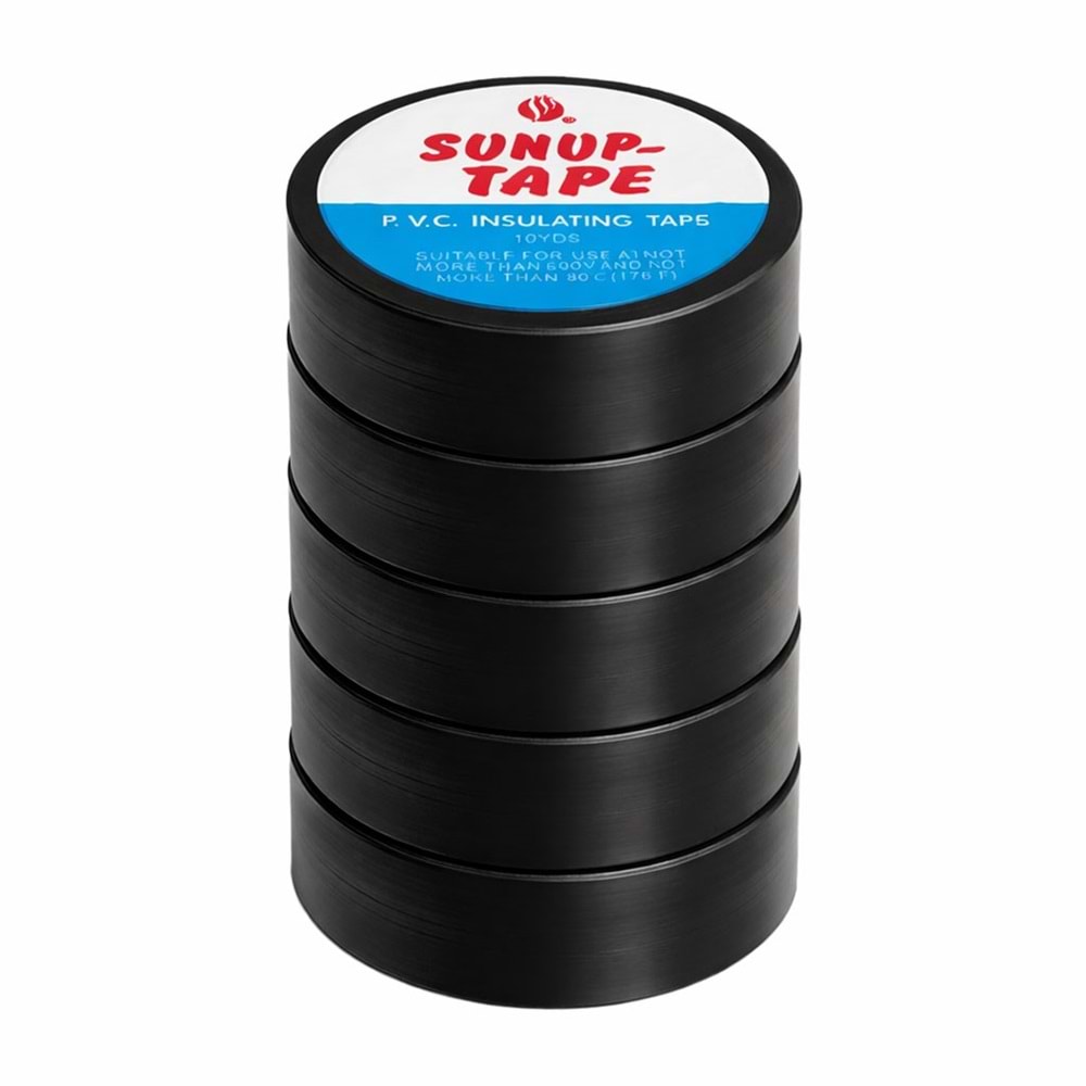SUNUP SN-27918 SİYAH 0.13X18 MM İZOLE PVC ELEKTRİK BANT (5'Lİ PAKET)