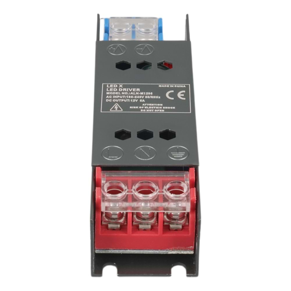 LEDX ALN-M1205 12 VOLT 5 AMPER 50X15X11MM ULTRA SLIM METAL KASA ADAPTÖR