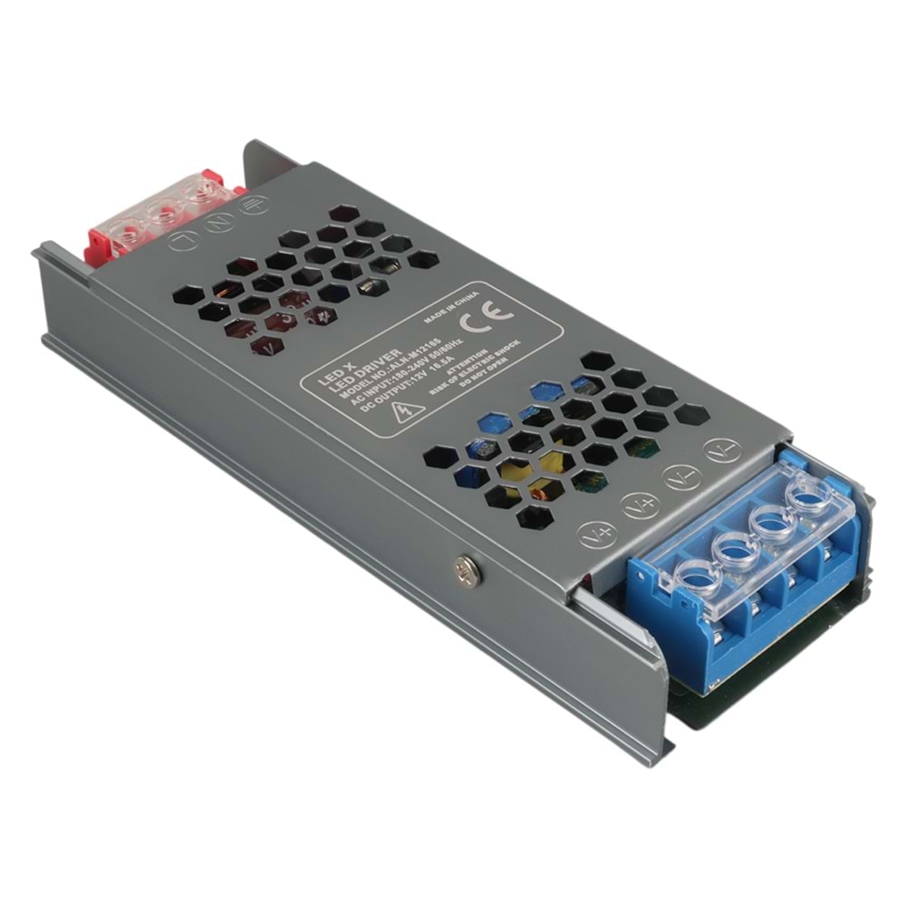 LEDX ALN-M12165 12 VOLT 16.5 AMPER 72X24X12MMULTRA SLIM METAL KASA ADAPTÖR