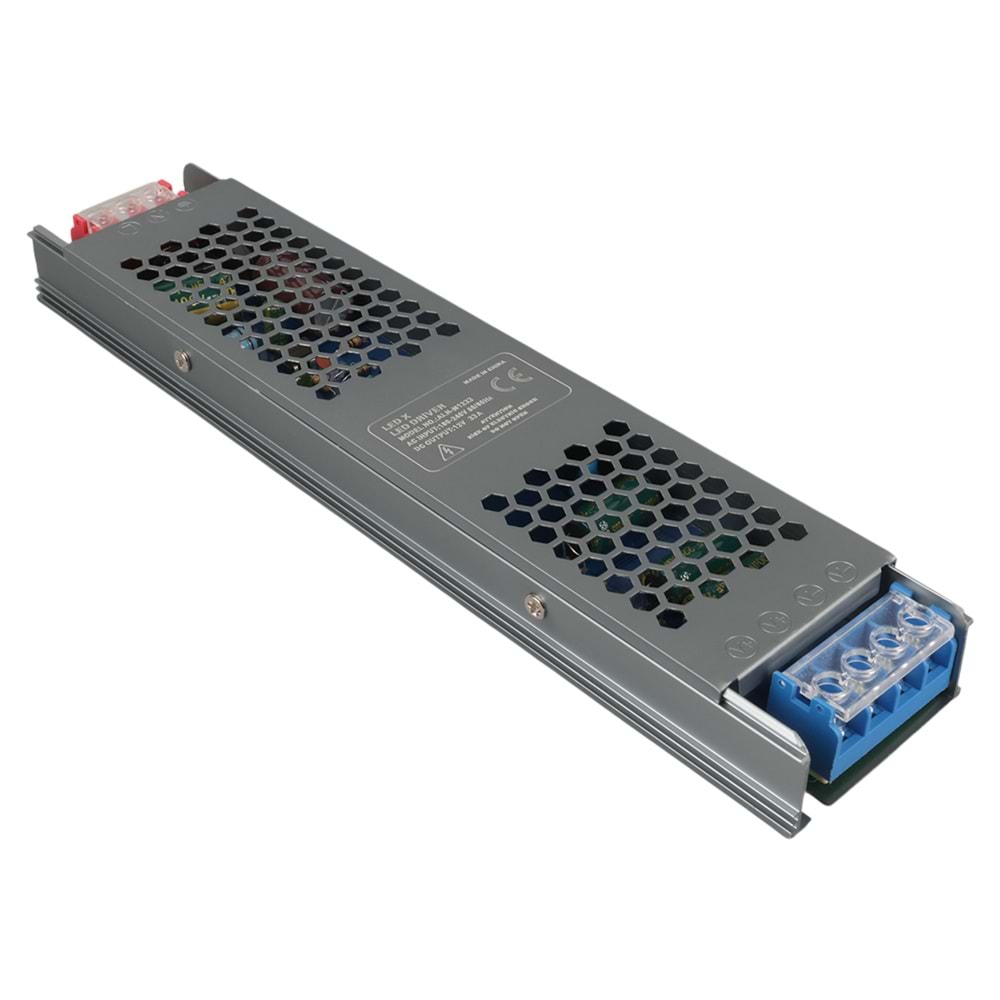 LEDX ALN-M1233 12 VOLT 33 AMPER 240X24X12MM ULTRA SLIM METAL KASA ADAPTÖR