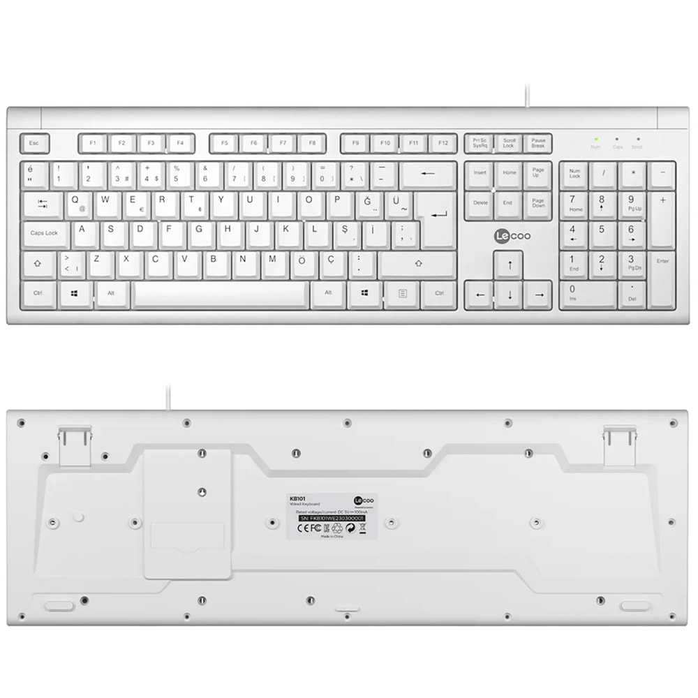 LENOVO LECOO KB101 USB KABLOLU BEYAZ TÜRKÇE Q KLAVYE