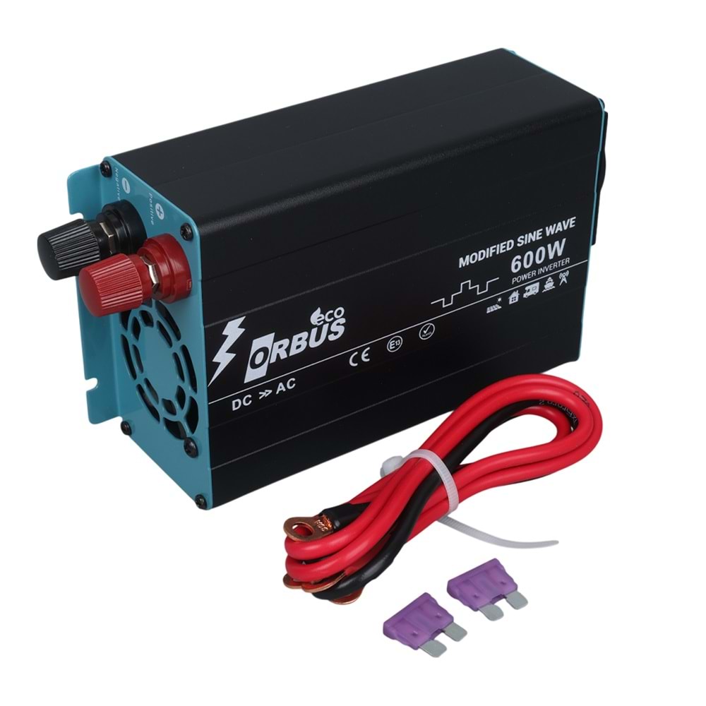 ORBUS ORB600M 12 VOLT - 220V AC50HZ 600 WATT SURGE ECO MODİFİED SİNUS İNVERTER 170X107X58MM