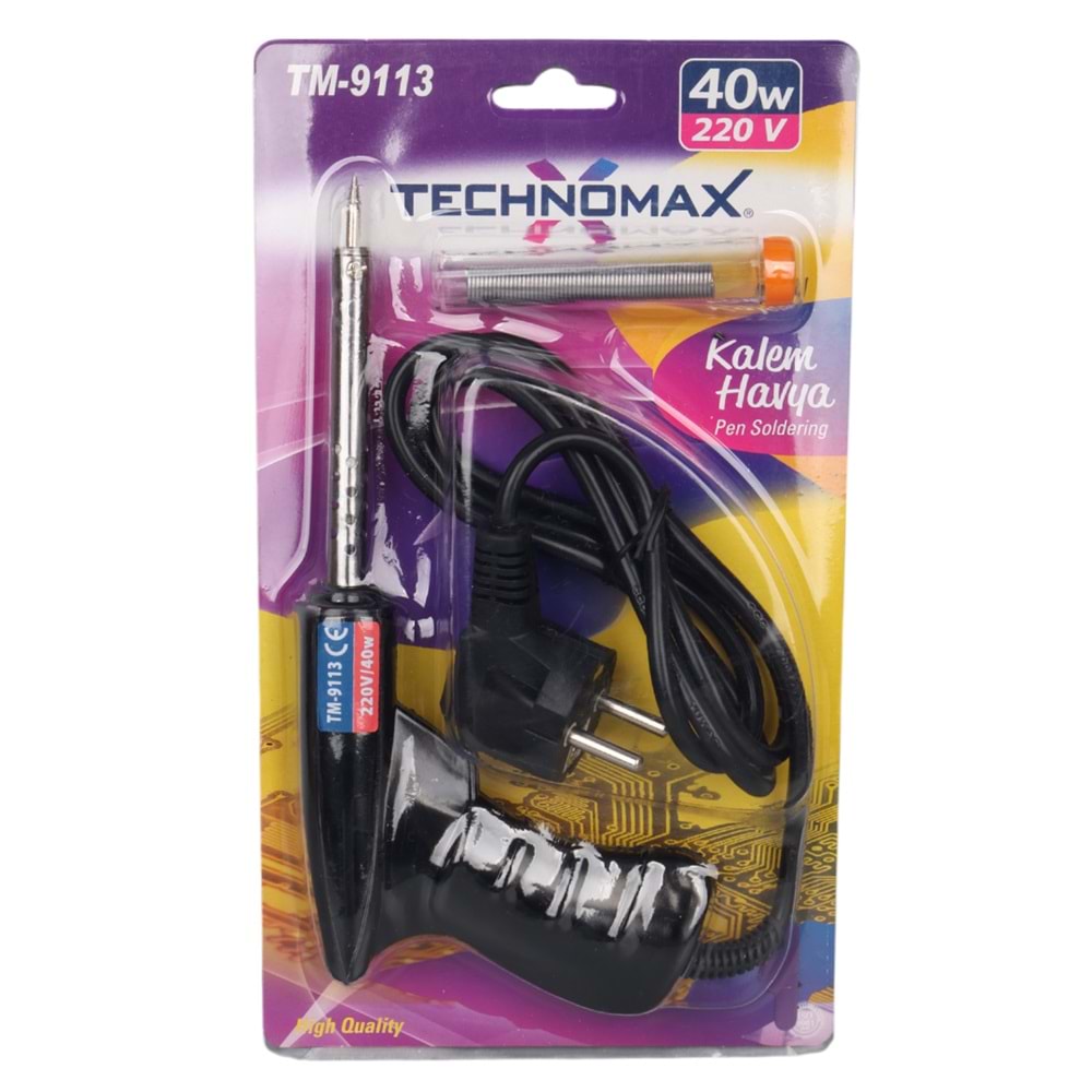 TECHNOMAX TM-9113 40 WATT TABANCA HAVYA LEHİM TELLİ LEHİM MAKİNESİ AC220V 120CM KABLO