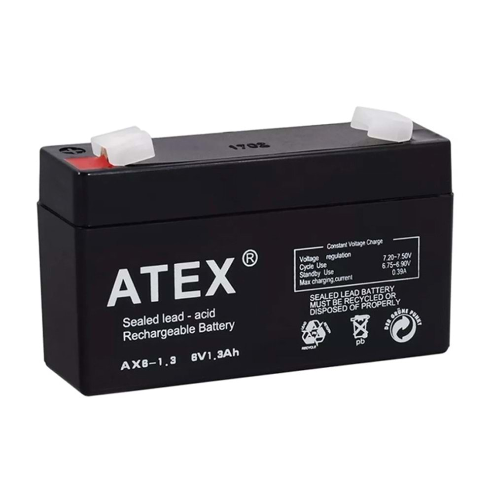 ATEX AX6-1.3 6 VOLT - 1.3 AMPER AKÜ (98 X 25 X 52 MM)