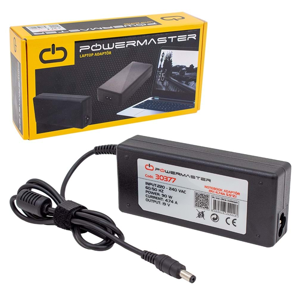 POWERMASTER PM-30377 19 VOLT - 4.74 AMPER 5.5*2.1 UÇLU ACER NOTEBOOK ADAPTÖR