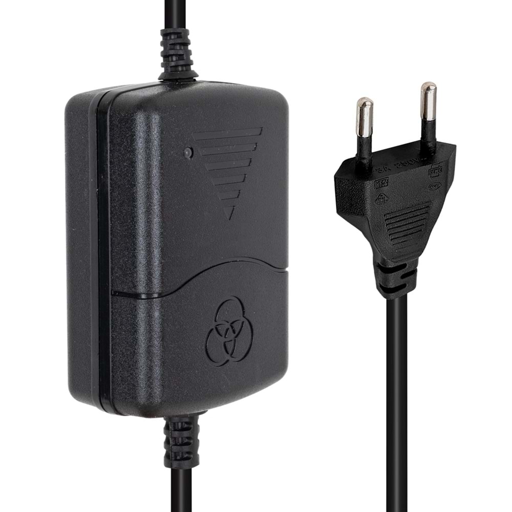 POWERMASTER PM-31770 12 VOLT - 1 AMPER - 12 WATT 5.5*2.5 UÇLU İKİ UCU KABLOLU MASAÜSTÜ ADAPTÖR