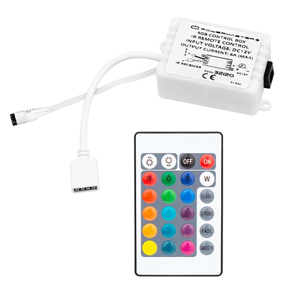 POWERMASTER PM-32120 12V 6A 24LÜ LED RGB KONTROL DEVRESİ KUMANDALI