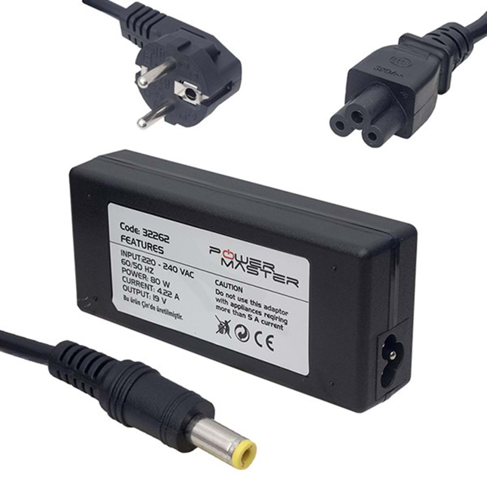 POWERMASTER * SL-NBA92 19 VOLT - 4.22 AMPER 5.5*2.5 UÇLU SAMSUNG NOTEBOOK ADAPTÖR