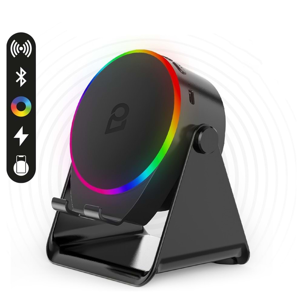 ENKADO EKD-S10 5IN1 WIRELESS INDUCTION BLUTOOTH 5W 2000 MAH RGB SİYAH SPEAKER