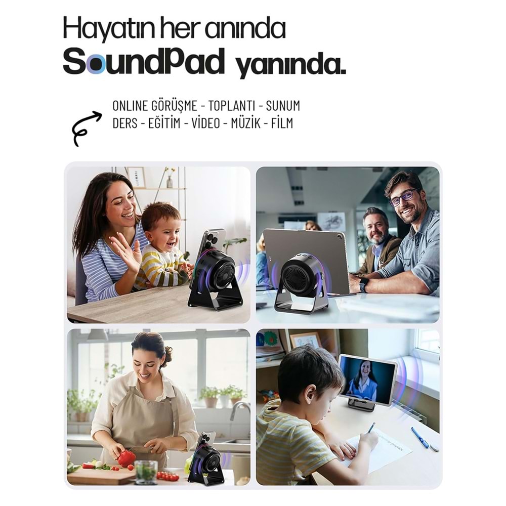 ENKADO EKD-S10 5IN1 WIRELESS INDUCTION BLUTOOTH 5W 2000 MAH RGB SİYAH SPEAKER