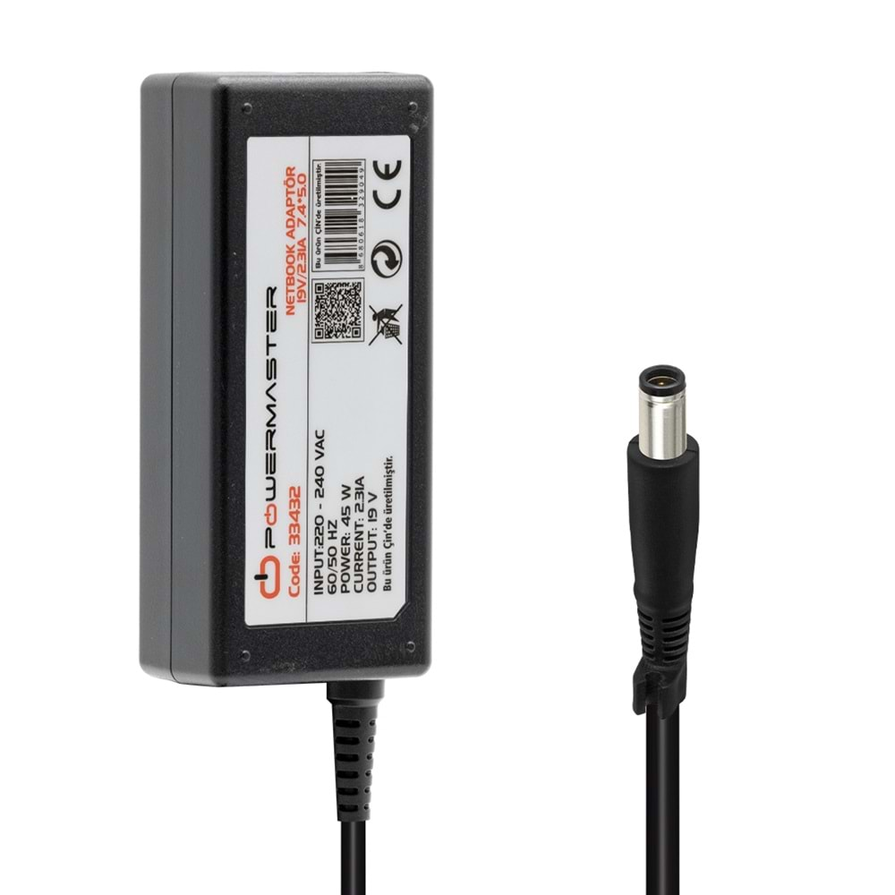 POWERMASTER 19.5 VOLT - 2.31 AMPER 7.4*5.0 UÇLU DELL NOTEBOOK ADAPTÖR