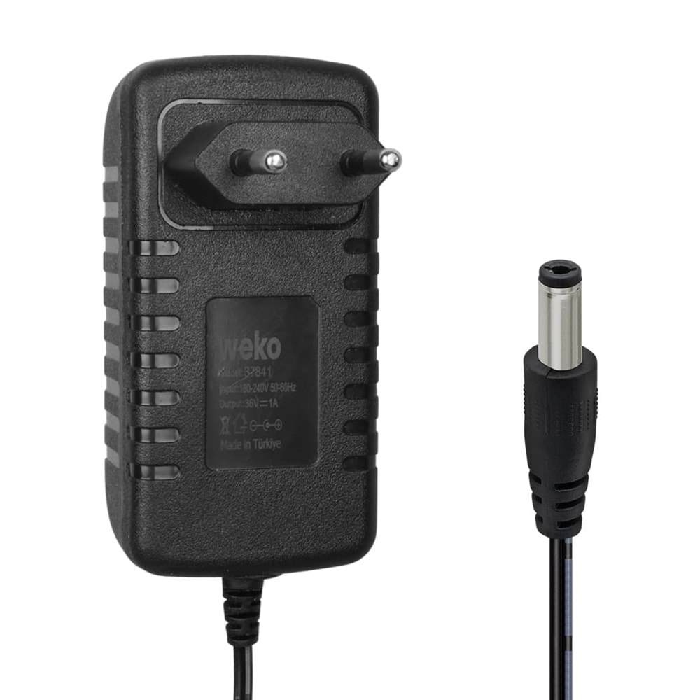 WEKO WK-37841 36 VOLT - 1 AMPER 5.5*2.5 MM UÇLU LEDLİ YERLİ ÜRETİM PRİZ TİPİ ADAPTÖR